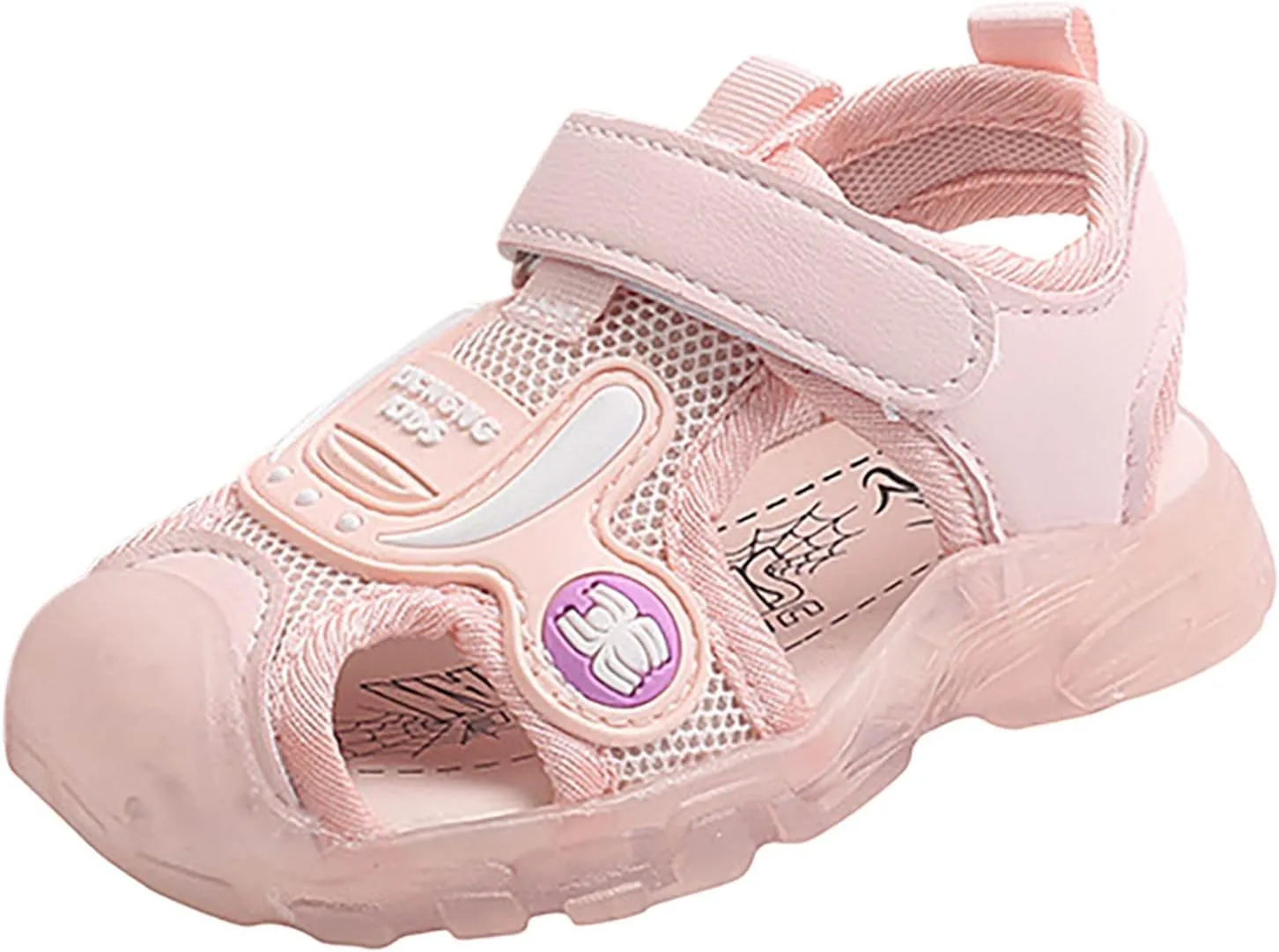 Cartoon Light Up Toddler Sandals Boys Girls Closed Toe Beach Shoes Luminous Soft Sole Non Slip Anti Slip Sneakers