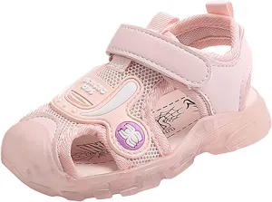 Cartoon Light Up Toddler Sandals Boys Girls Closed Toe Beach Shoes Luminous Soft Sole Non Slip Anti Slip Sneakers