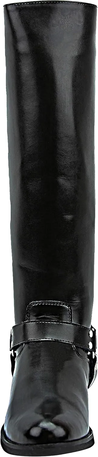 Casper Harness Men's Man Motorcycle Police Leather Fashion Stylish Tall Riding Boots Color Black
