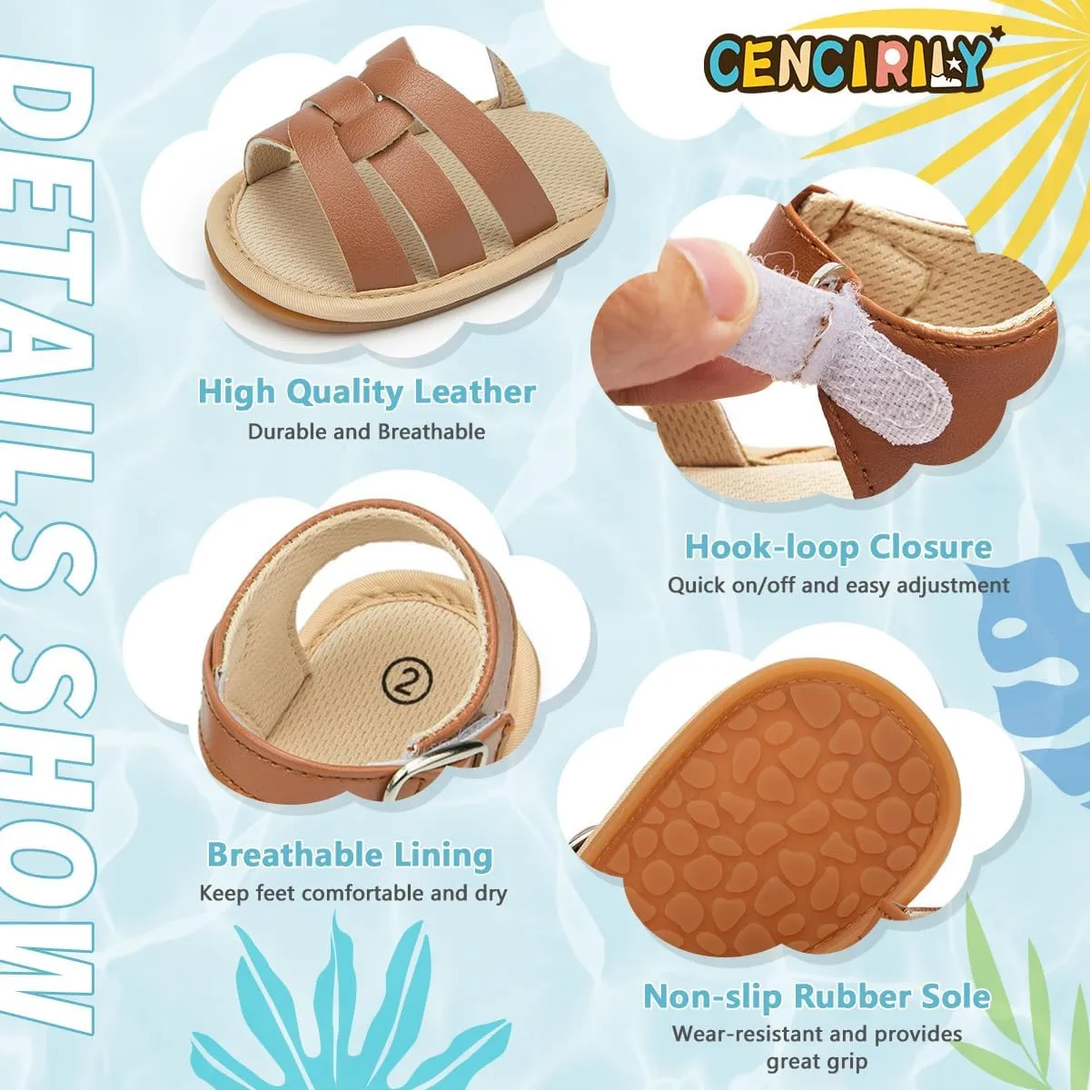 CENCIRILY Infant Baby Girls Boys Sandals Summer Beach Outdoor Bowknot Soft Rubber Sole Toddler Princess Dress Flats Walking Shoes