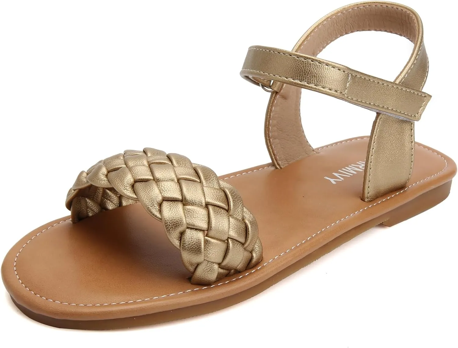 Charmivy Girls Sandals Braided Upper Flat Dress Sandals Round Open Toe Summer Shoes Little Kid/Big Kid