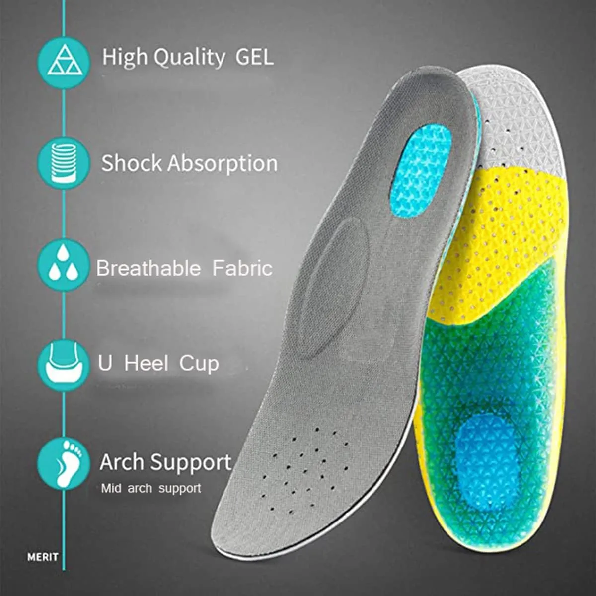 Children's Athletic Gel Insoles for Cushion and Comfort Kids Running Insoles for Shock Absorbing & Arch Support Best Kids Replacement Insole (Little Kids 1.5-2)