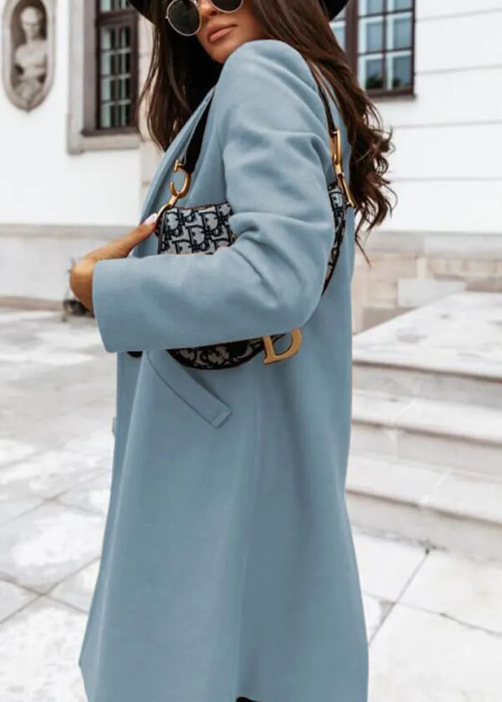 chouyatou Women's Winter Wool Coat Shawl Collar Business Casual One Button Midi Long Pea Coat