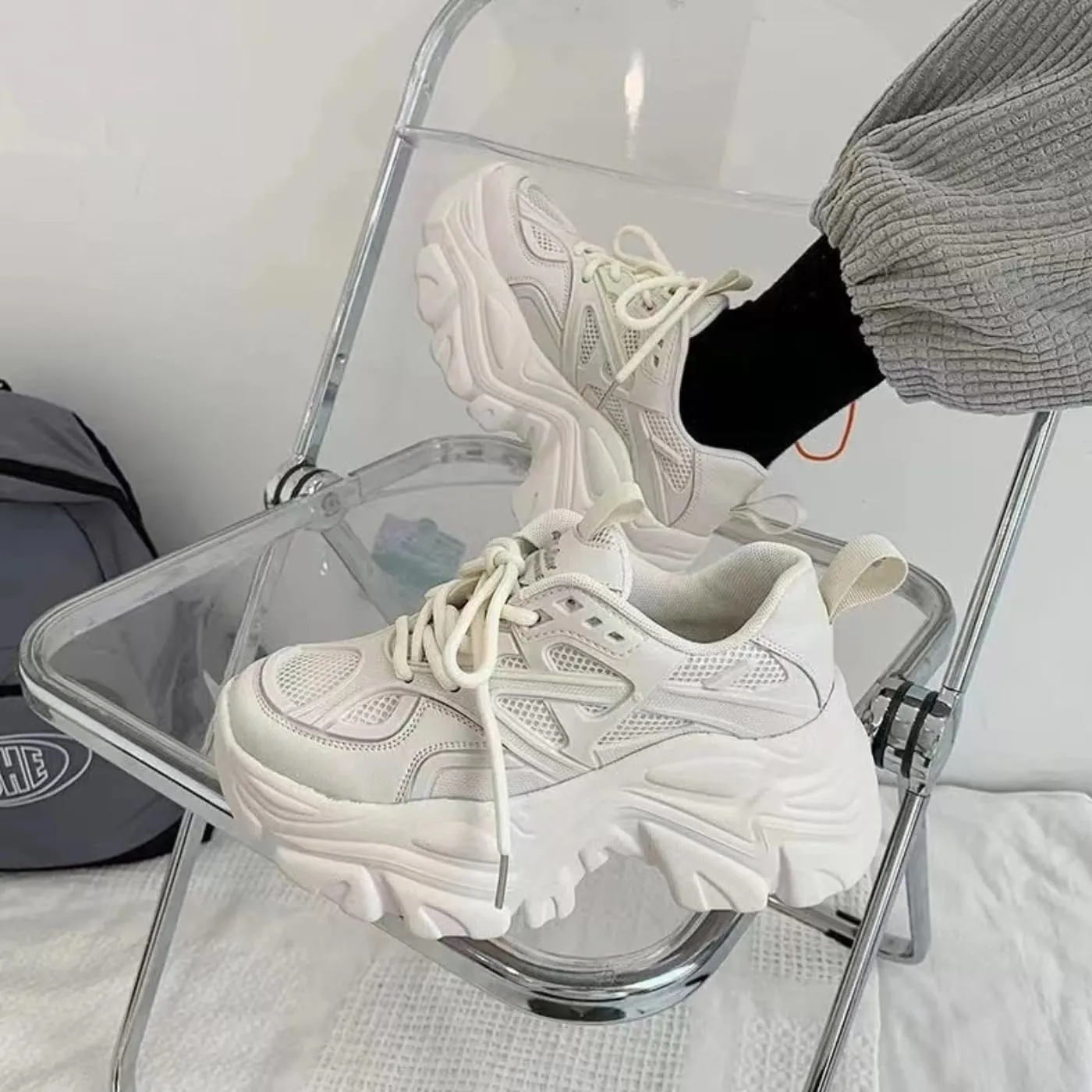 Chunky Fashion Sneakers for Women & Girls Streetwear 2.8-Inch Platform Walking Shoes Travel & Gift