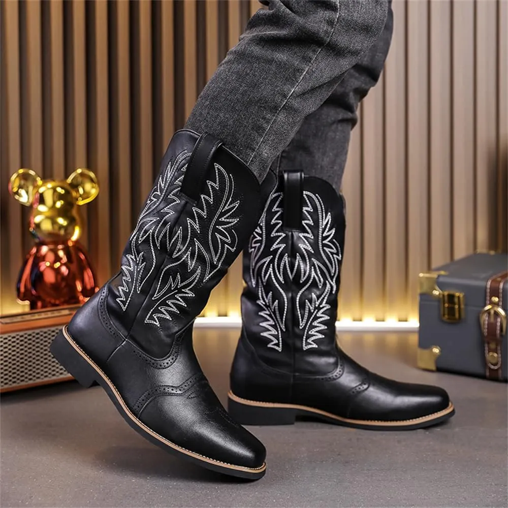 CHUUMEE Cowboy Boots for Men Square Toe Fashion Work Boots Embroidered Leather Western Boots Traditional Country Boot for Male