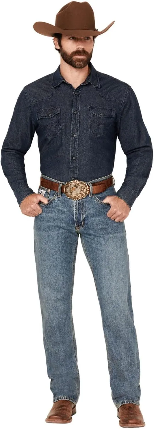 Cinch Men's Jeans White Label Relaxed Fit Medium Stonewash Light Stone 34W x 36L US