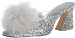 Circus NY by Sam Edelman Women's Hadie Heeled Sandal, Soft Silver Glitter Fluff, 6