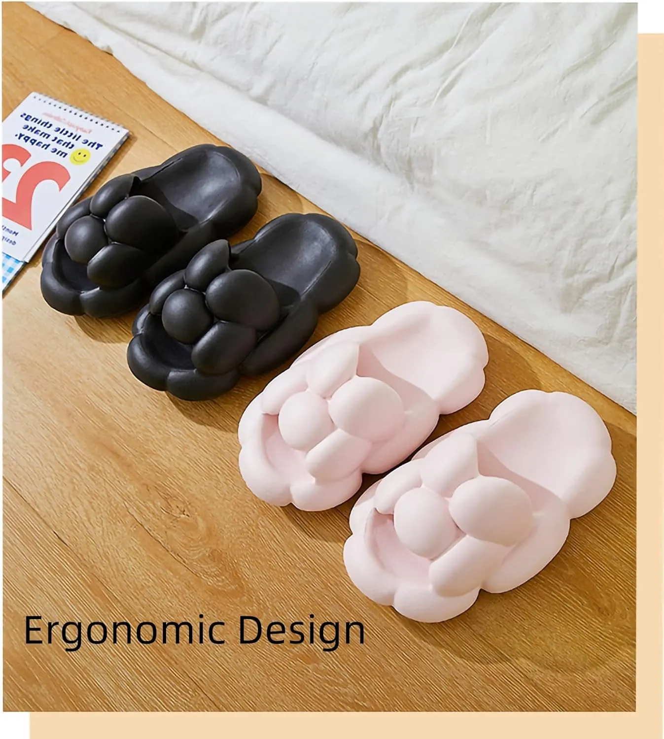 Cloud Bubble Slippers for Women and Men, Non-Slip Quick Drying Bathroom Sandals, Cushion Thick Sole Cloudies Slides for Indoor and Outdoor