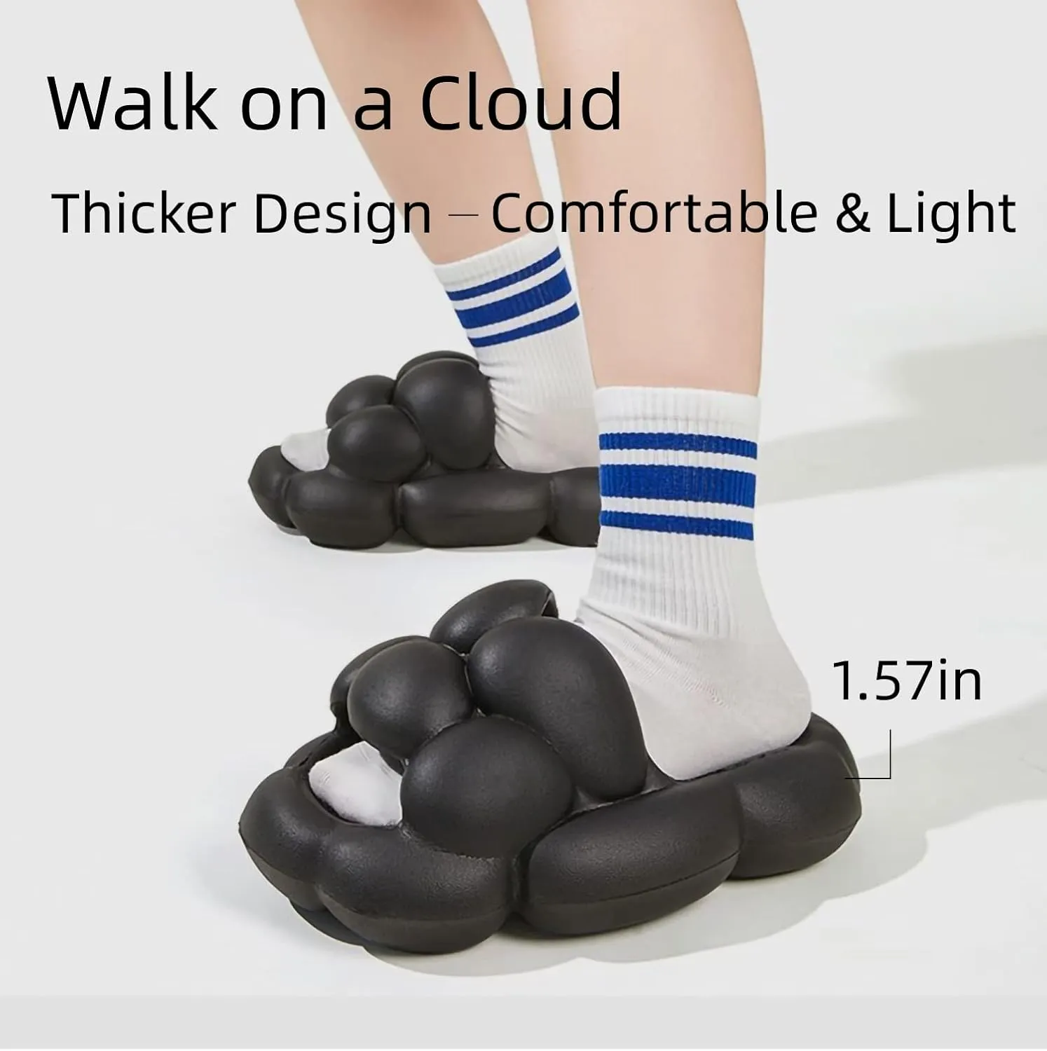 Cloud Bubble Slippers for Women and Men, Non-Slip Quick Drying Bathroom Sandals, Cushion Thick Sole Cloudies Slides for Indoor and Outdoor