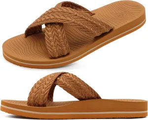 COFACE Womens Orthopedic Sandals Comfortable Orthotic Soft Cushion Recovery Plantar Fasciitis Walking Slip On Ladies Cloud Cross Slides for Woman Size 5-11