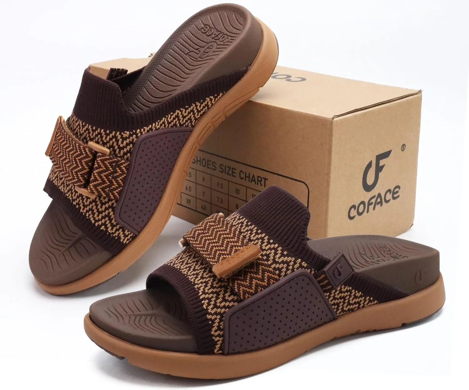 COFACE Women’s Orthotic Sandals Comfortable Plantar Fasciitis Arch Support Sandal Slippers Ladies Fashion Fabric Kint Slides Sandals with Lightweight Athletic Soft Cushion Footbed (US Size 5-11)