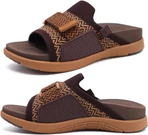 COFACE Women’s Orthotic Sandals Comfortable Plantar Fasciitis Arch Support Sandal Slippers Ladies Fashion Fabric Kint Slides Sandals with Lightweight Athletic Soft Cushion Footbed (US Size 5-11)