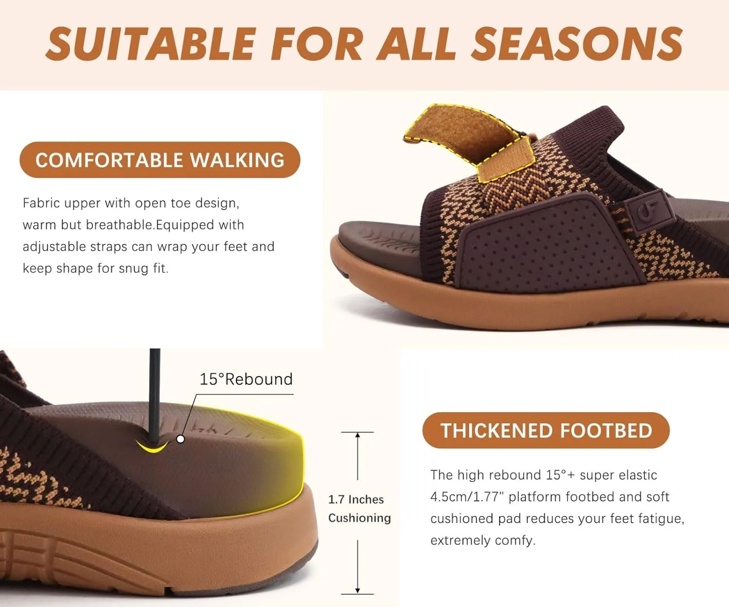 COFACE Women’s Orthotic Sandals Comfortable Plantar Fasciitis Arch Support Sandal Slippers Ladies Fashion Fabric Kint Slides Sandals with Lightweight Athletic Soft Cushion Footbed (US Size 5-11)