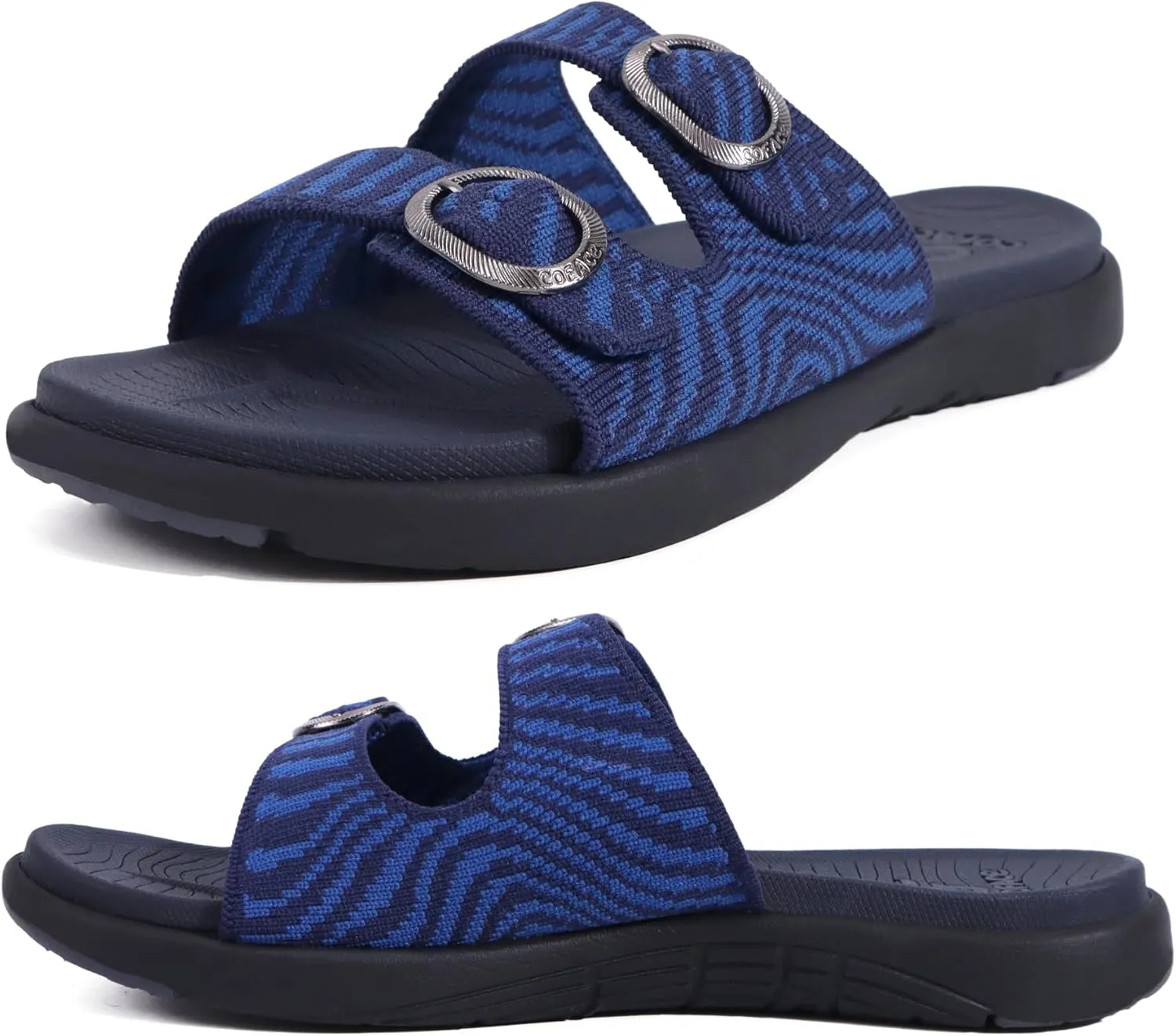 COFACE Womens Orthotic Slides Comfort Plantar Fasciitis Arch Support Slip on Flat Sandals Ladies Soft Cushion Fashion Yoga Mat Slippers With Adjustable Straps