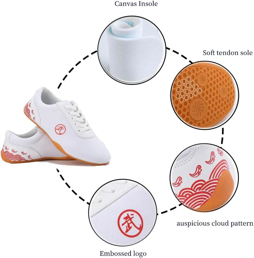 Comfortable Lightweight Taekwondo Training Sports Shoes,Karate Boots Taekwondo Martial Arts Sparring Boxing Boots Tai Chi Foot Protection Boots Soft,