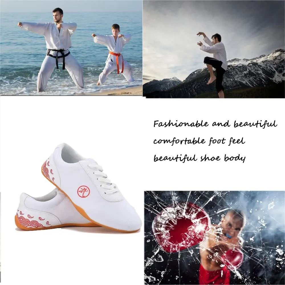 Comfortable Lightweight Taekwondo Training Sports Shoes,Karate Boots Taekwondo Martial Arts Sparring Boxing Boots Tai Chi Foot Protection Boots Soft,