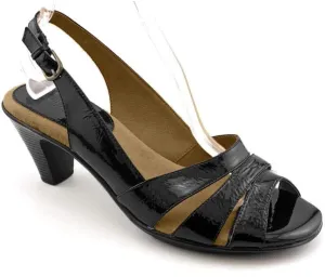 Comfortiva® Neima - Soft Spots Sandals for Women – Smooth Lining – Slingback Strap – Hand-Painted Sleek Heels Black Patent 9.5 M (B)