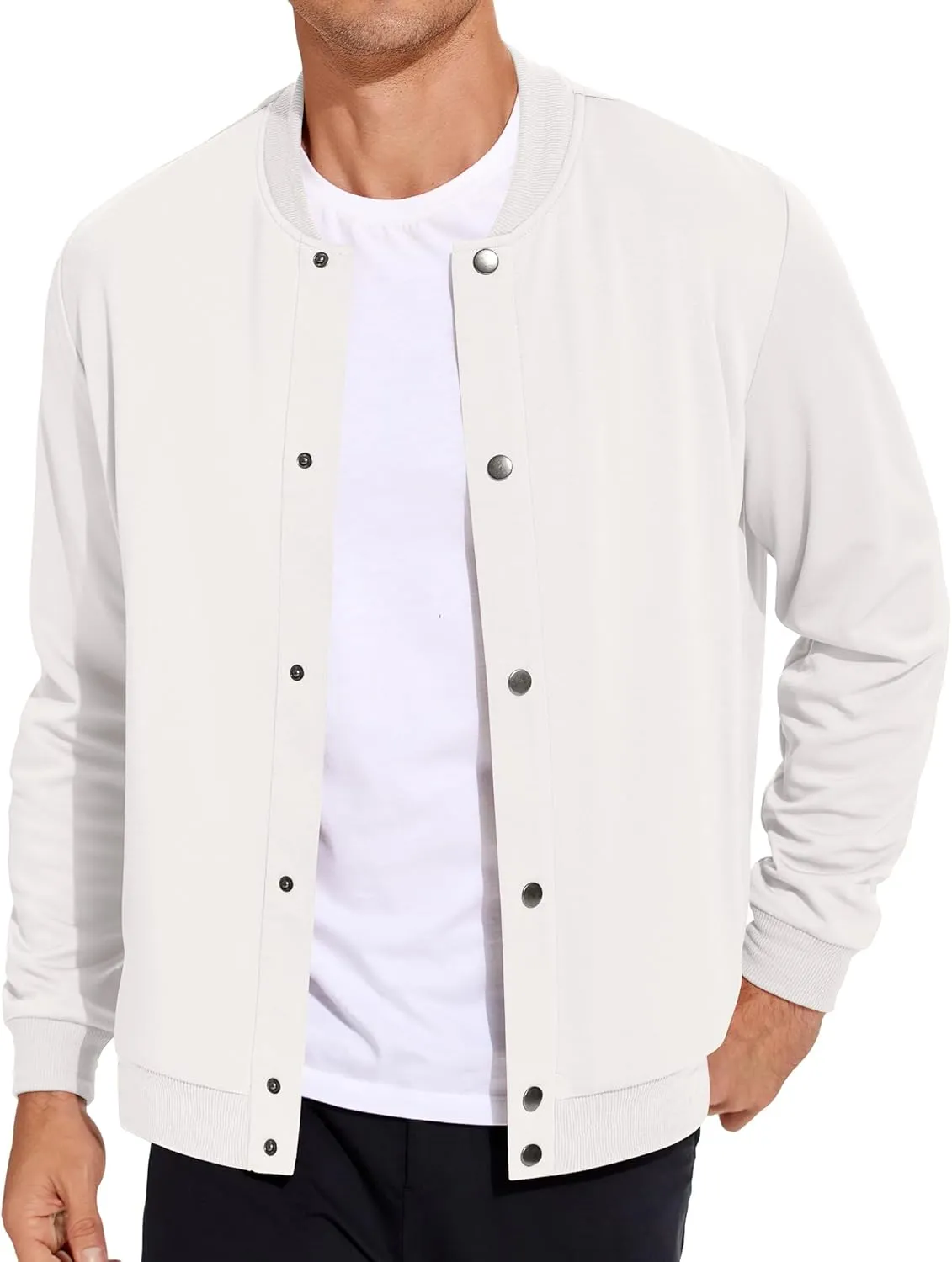COOFANDY Men's Casual Lightweight Jacket Baseball Letterman Snap Button Jacket