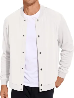COOFANDY Men's Casual Lightweight Jacket Baseball Letterman Snap Button Jacket
