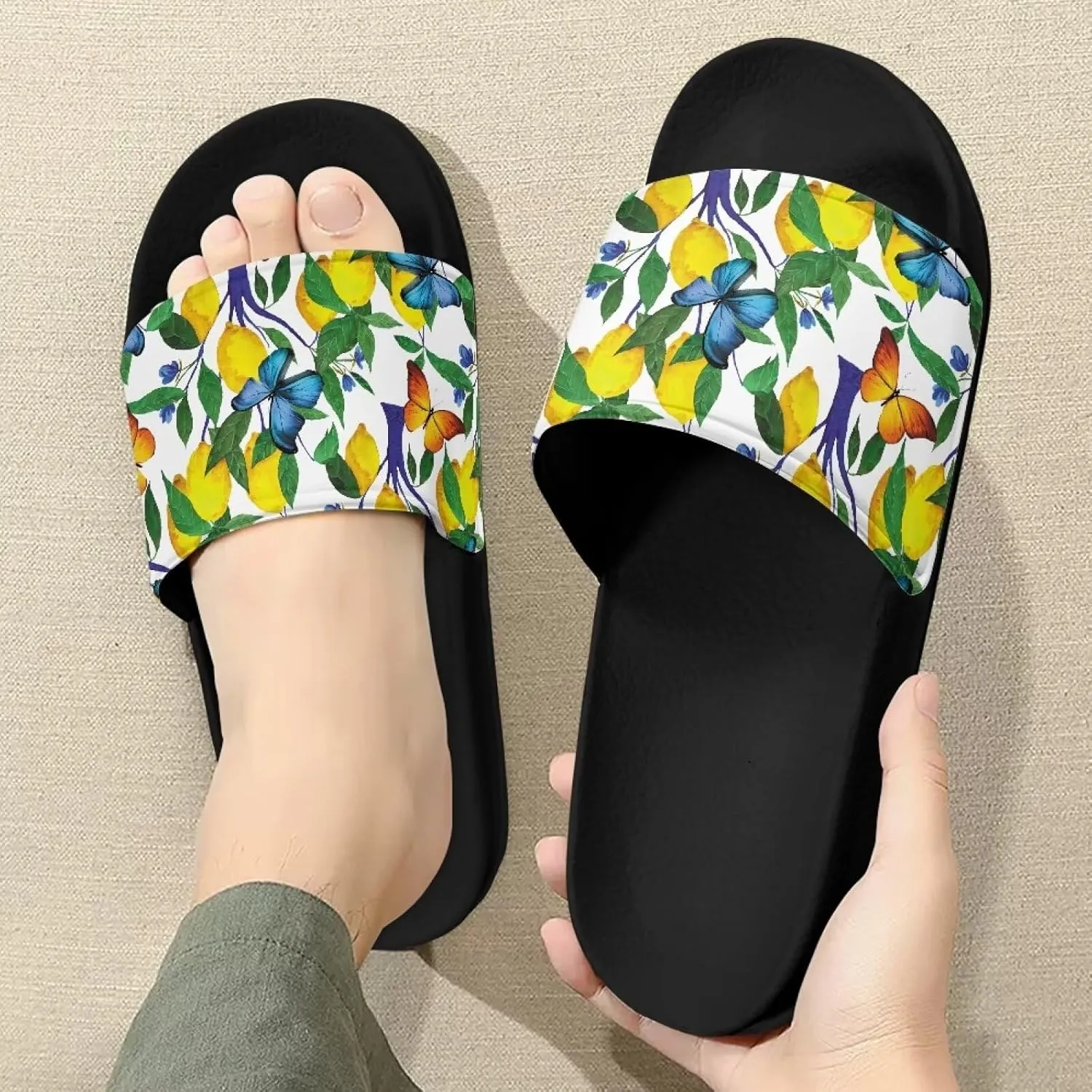 Cozy Slides for Women Soft Customized Size 6-13.5 Black