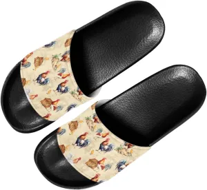 Custom Print Sliders Flat Sandals for Women Men,Open Toe Slippers Anti Skid Slip On Slide Slippers