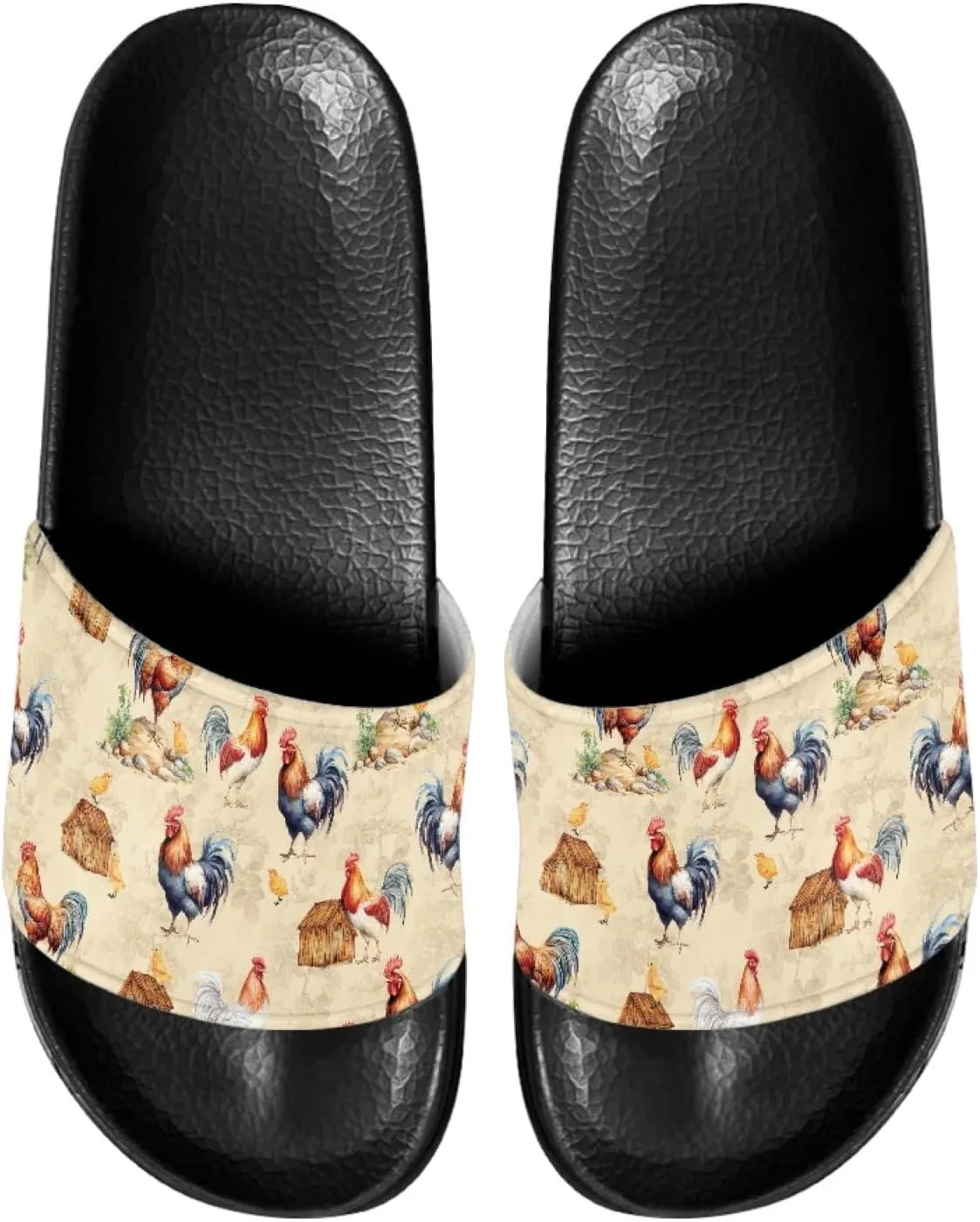 Custom Print Sliders Flat Sandals for Women Men,Open Toe Slippers Anti Skid Slip On Slide Slippers
