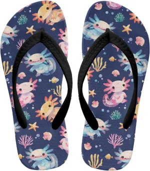 Cute Axolotl Kids Sandals Flip Flops Girls Shower House Slippers Soft Cushion Foam Summer Sandals