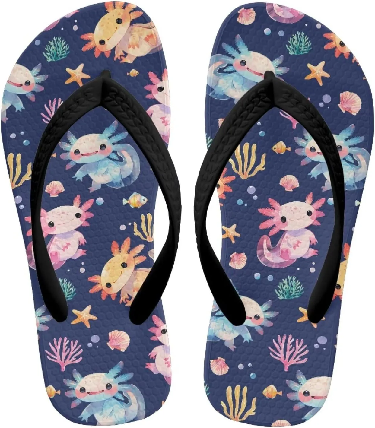 Cute Axolotl Kids Sandals Flip Flops Girls Shower House Slippers Soft Cushion Foam Summer Sandals