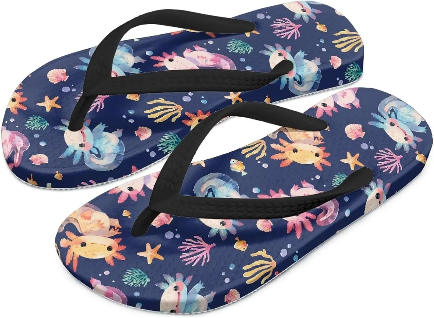 Cute Axolotl Kids Sandals Flip Flops Girls Shower House Slippers Soft Cushion Foam Summer Sandals