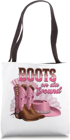 Cute Cowgirl Boots On The Ground Linedance Western Cowboy Tote Bag