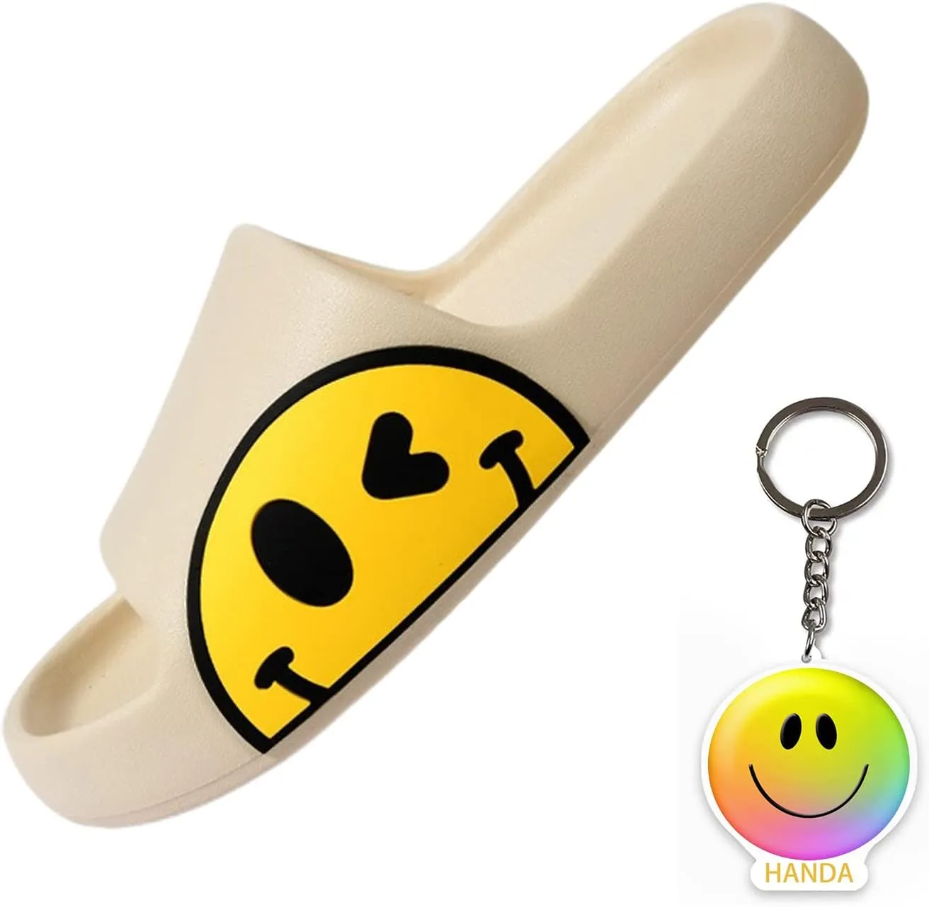 Cute Happy Face Slippers for Women Men, Retro Soft Plush Warm Cushioned Lightweight Non-Slip House Slippers Cozy Indoor Outdoor Slippers