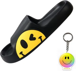 Cute Happy Face Slippers for Women Men, Retro Soft Plush Warm Cushioned Lightweight Non-Slip House Slippers Cozy Indoor Outdoor Slippers
