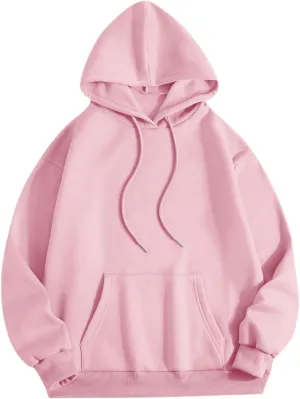 Cute Plain Hoodies for Women Teen Girls Aesthetic Fleece Solid Sweatshirt Pullover Long Sleeve Basic Tops