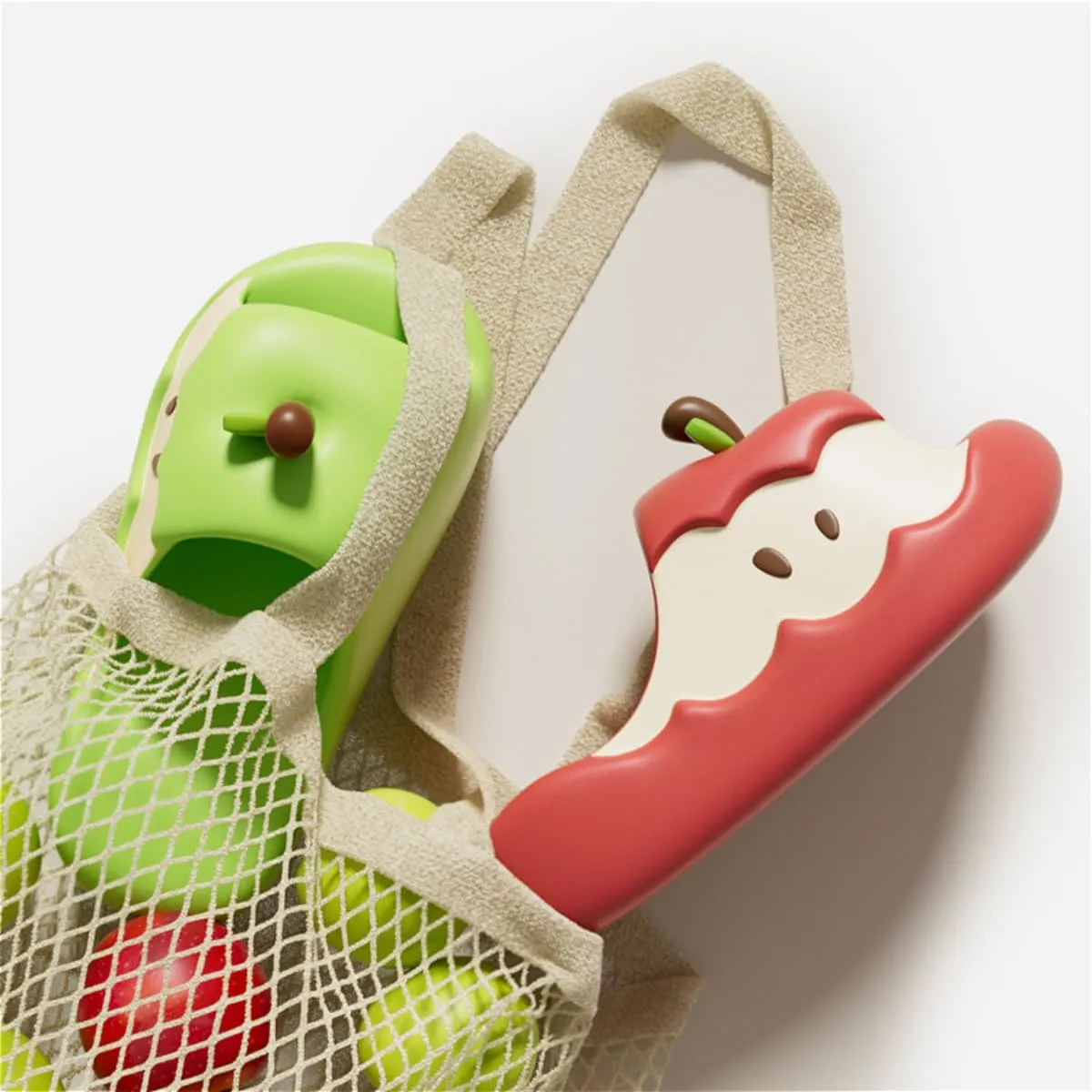 Cute Soft Apple Fruit Sandals for Women Korean Thick Sole Cartoon Slippers Non-Slip Slides Girly Gift Indoor Outdoor