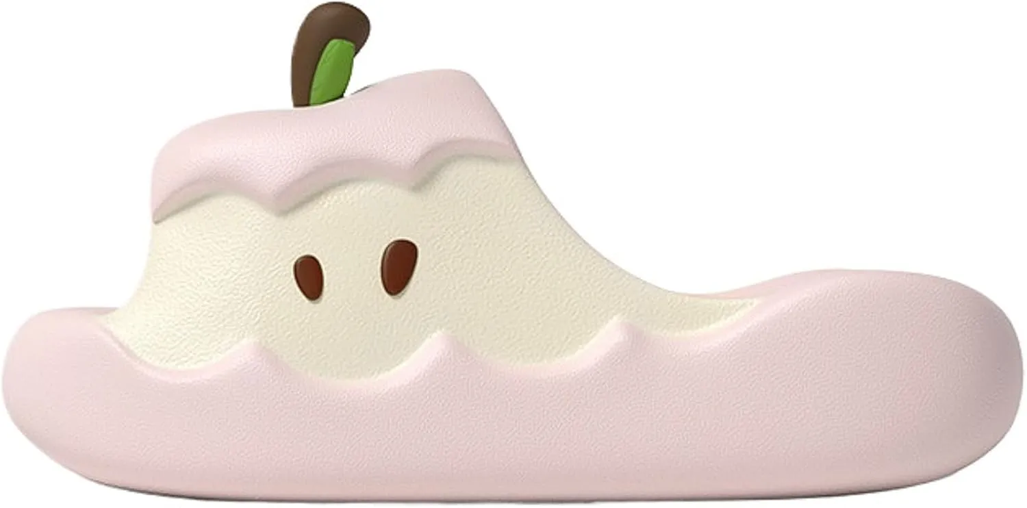 Cute Soft Apple Fruit Sandals for Women Korean Thick Sole Cartoon Slippers Non-Slip Slides Girly Gift Indoor Outdoor