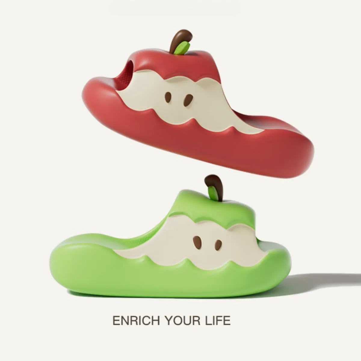 Cute Soft Apple Fruit Sandals for Women Korean Thick Sole Cartoon Slippers Non-Slip Slides Girly Gift Indoor Outdoor
