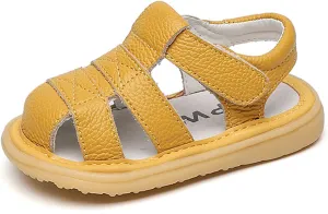 DADAWEN Baby Boys Girls Summer Lightweight Soft Sole Closed-Toe Outdoor Leather Athletic Sandals