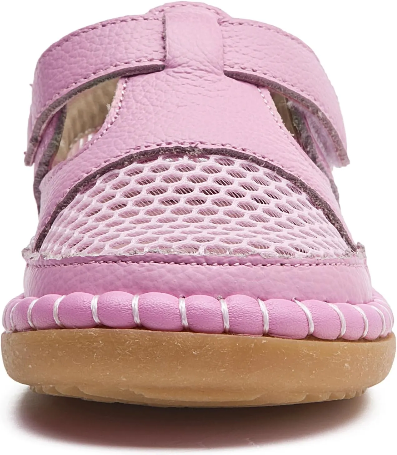DADAWEN Boy's Girl's Leather Closed Toe Summer Athletic Sandals Baby Toddler Lightweight Non-Slip Soft Sole Outdoor Walking Shoes