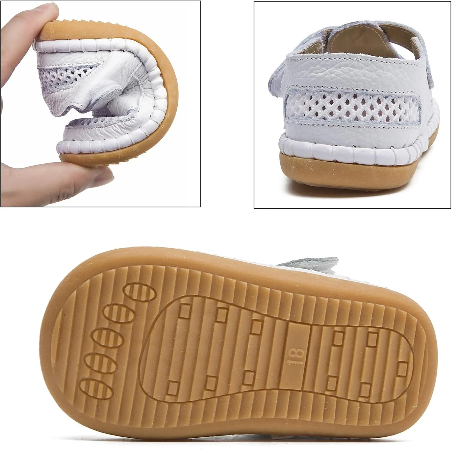 DADAWEN Boy's Girl's Leather Closed Toe Summer Athletic Sandals Baby Toddler Lightweight Non-Slip Soft Sole Outdoor Walking Shoes