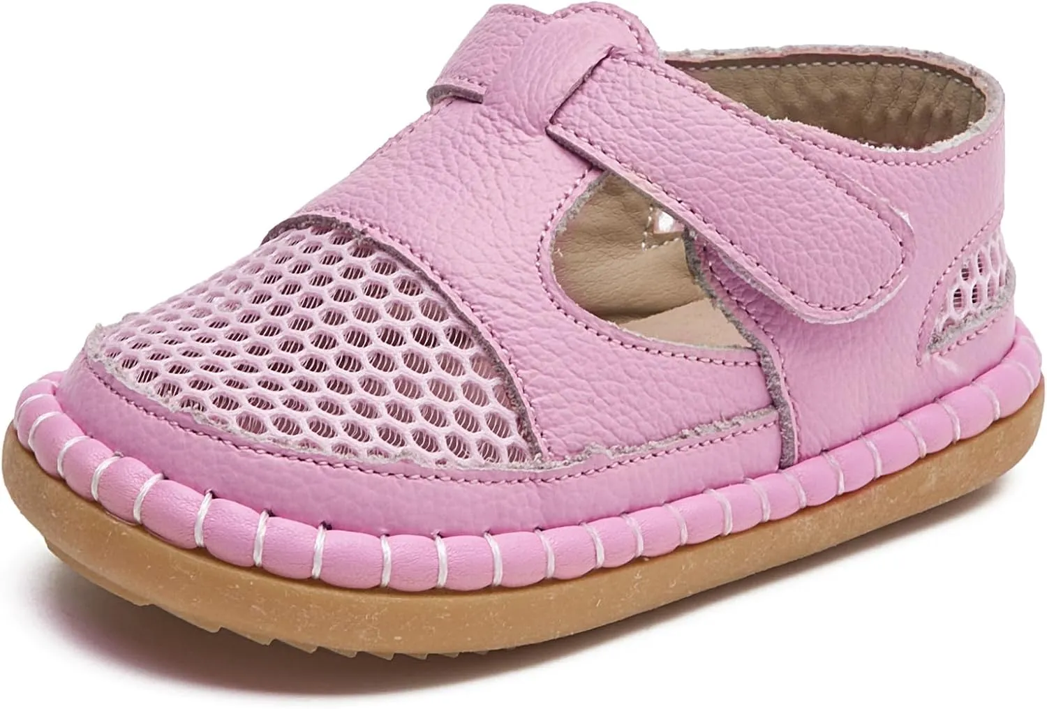 DADAWEN Boy's Girl's Leather Closed Toe Summer Athletic Sandals Baby Toddler Lightweight Non-Slip Soft Sole Outdoor Walking Shoes