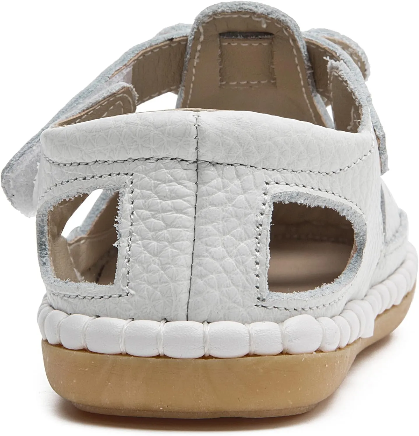 DADAWEN Toddler Girls Leather Closed Toe Summer Sandals Lightweight Non-Slip Soft Sole Cute Flat Shoes Baby Flower Girl Shoes