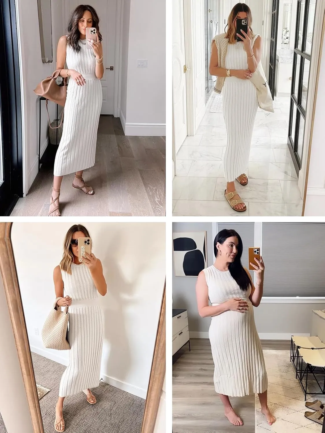 Danedvi Women's Knit Midi Tank Dress 2025 Summer Sleeveless Ribbed Crew Neck Bodycon Casual Basic Going Out Dresses