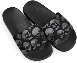 Day of the Dead Skull Print Women Slide Sandals Non Slip Summer House Slippers for Women Slip-on Flip Flops Indoor Outdoor