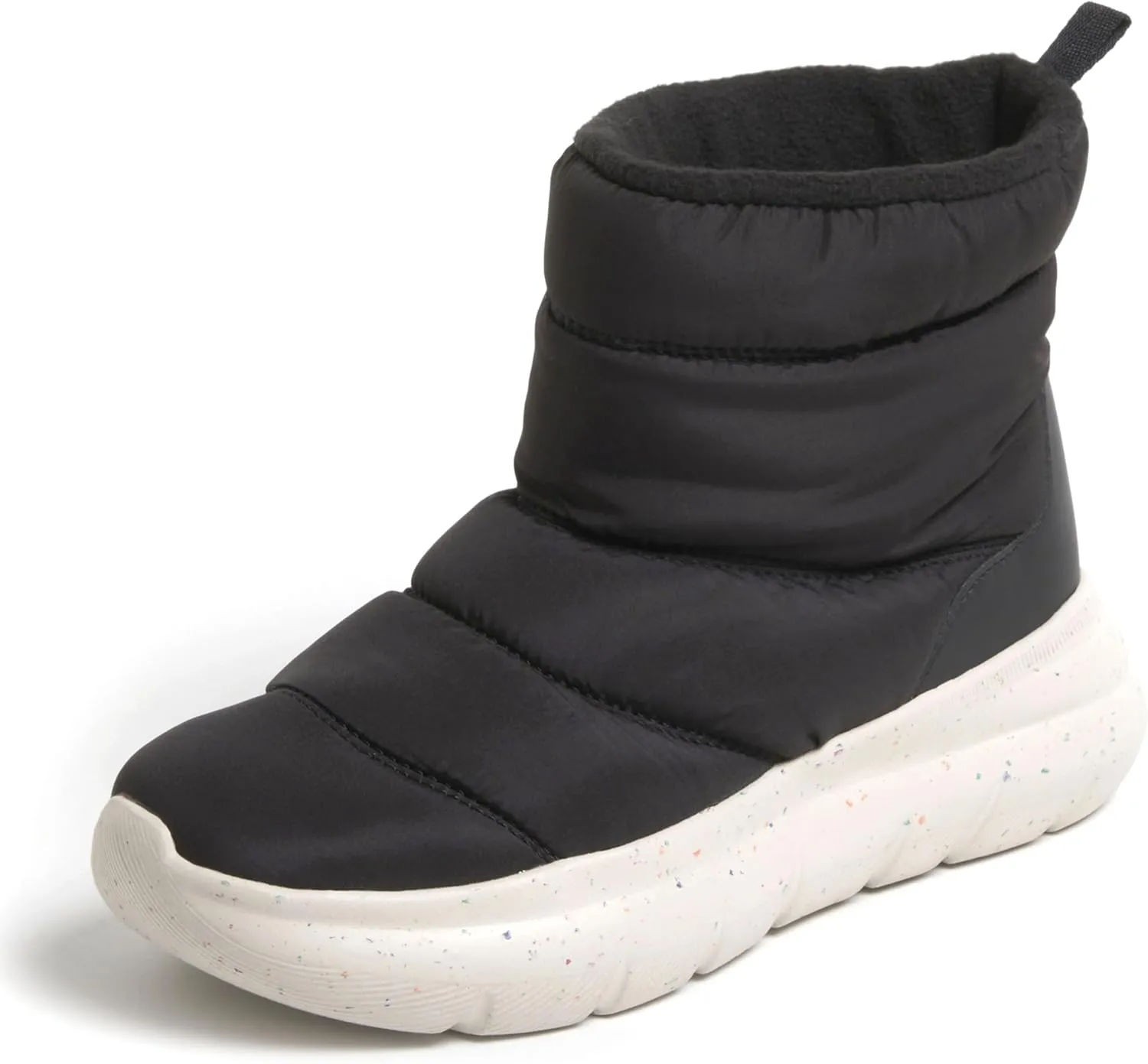 Dearfoams Women's Texoma Regrind Slip-in Boot-Comfortable, Puffy Nylon, Fleece Lining, Energy Return Mid Calf