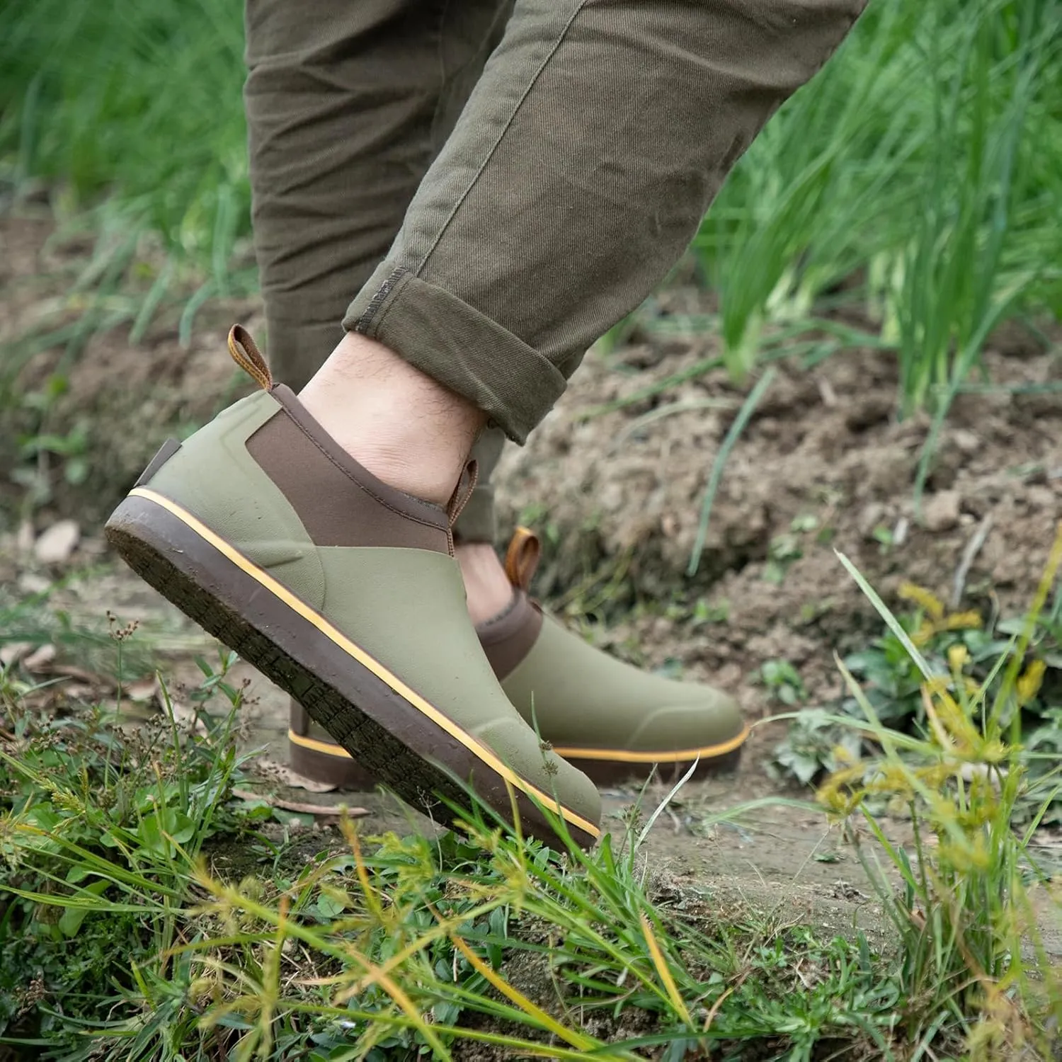 Deck Shoes Waterproof Rubber Boots with Non-Slip Rain Shoes for Fishing, Boating, Gardening, Walking - for Men