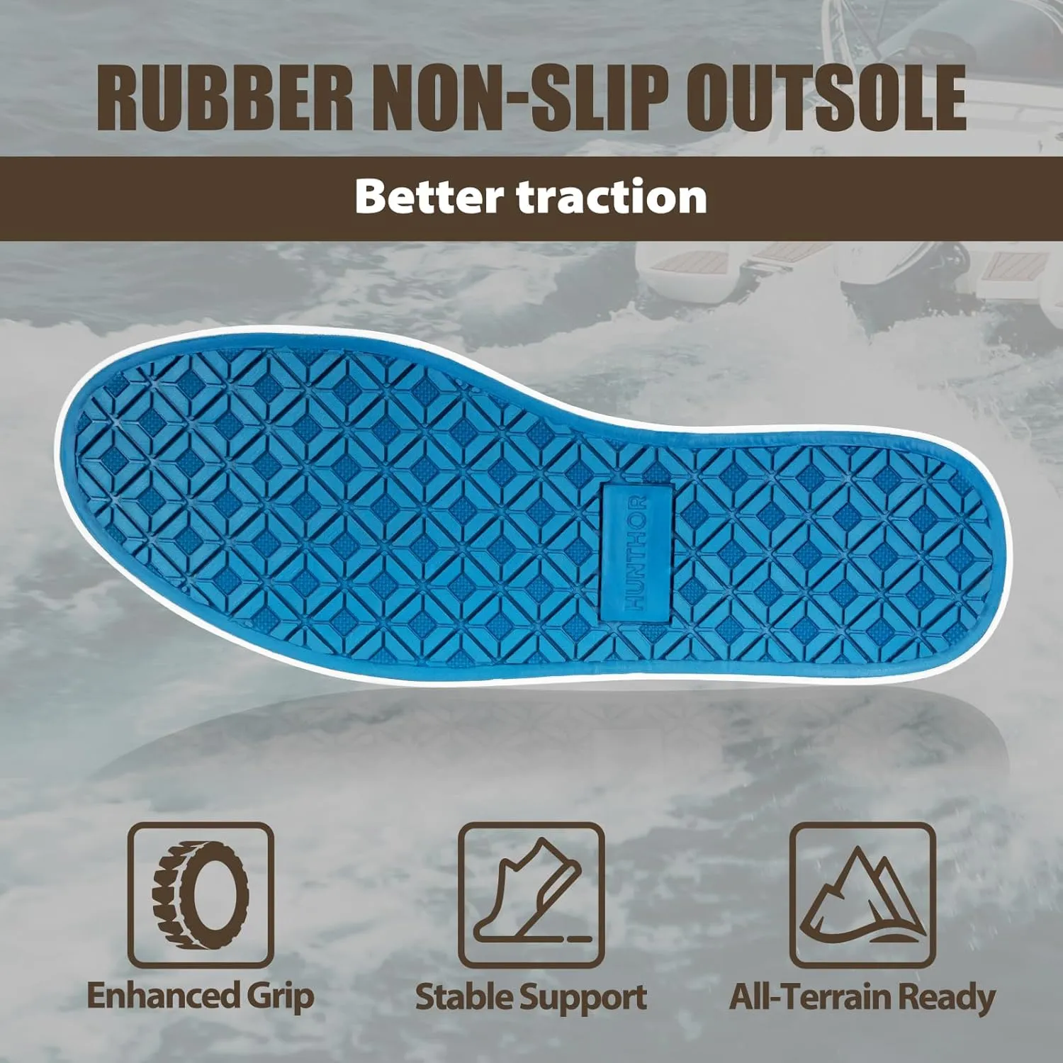 Deck Shoes Waterproof Rubber Boots with Non-Slip Rain Shoes for Fishing, Boating, Gardening, Walking - for Men