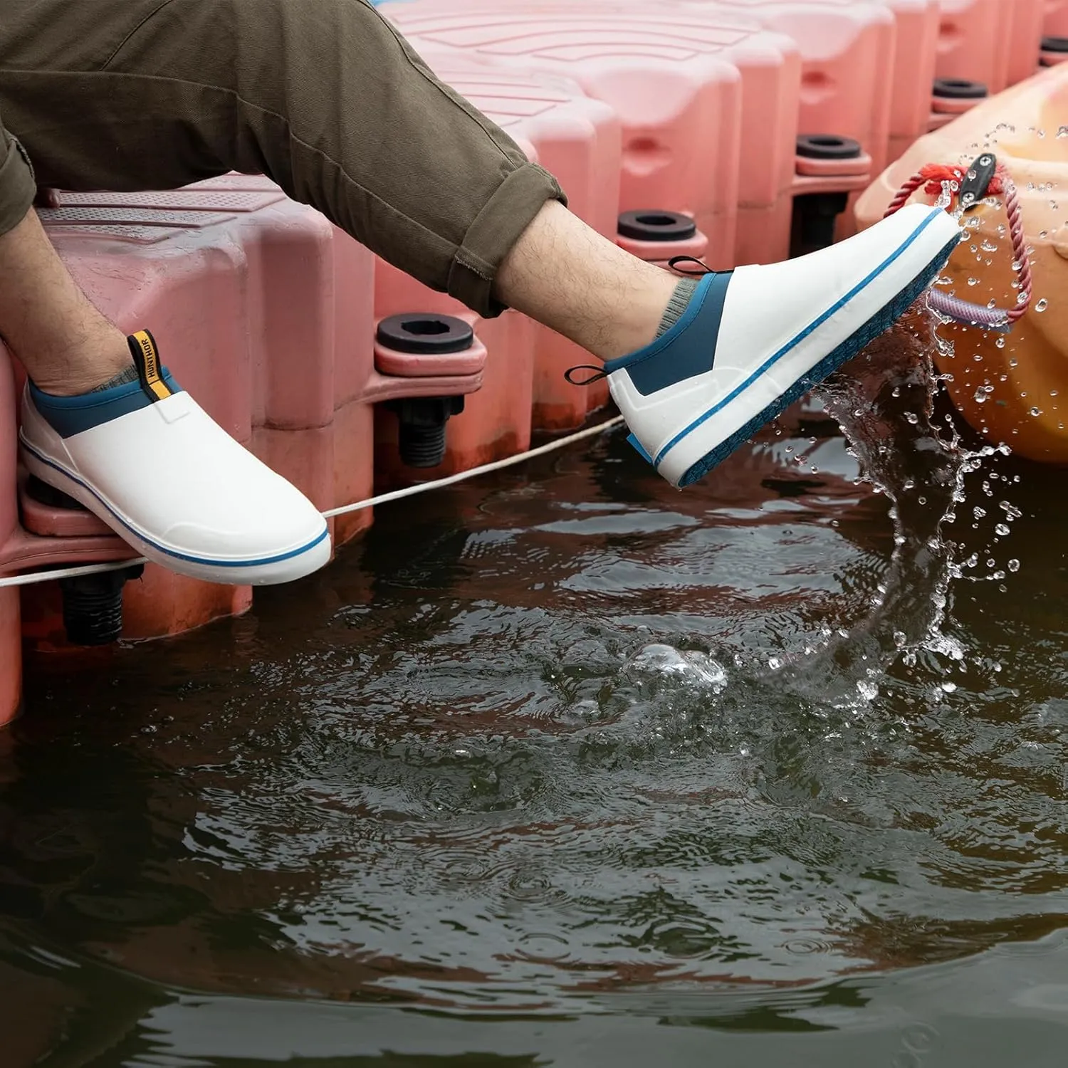 Deck Shoes Waterproof Rubber Boots with Non-Slip Rain Shoes for Fishing, Boating, Gardening, Walking - for Men