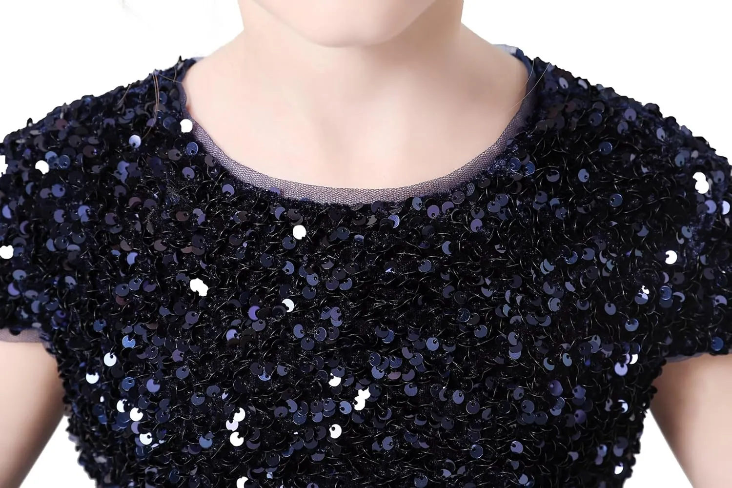 dideyttawl Knee Length Tiered Layered Tulle Flower Girls Dress Velvet Sequin Top Puffy Skirt Junior Bridesmaid Dresses