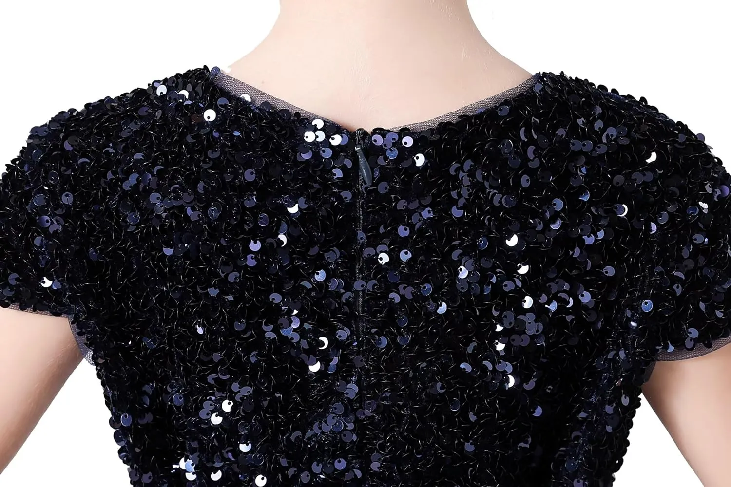 dideyttawl Knee Length Tiered Layered Tulle Flower Girls Dress Velvet Sequin Top Puffy Skirt Junior Bridesmaid Dresses