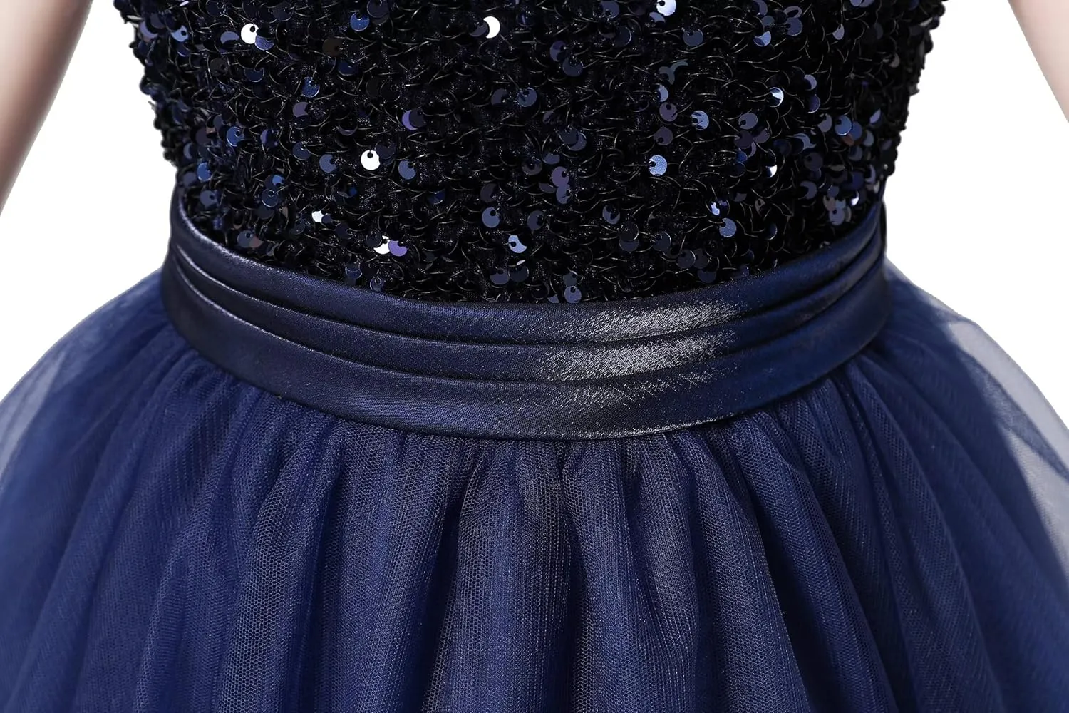 dideyttawl Knee Length Tiered Layered Tulle Flower Girls Dress Velvet Sequin Top Puffy Skirt Junior Bridesmaid Dresses
